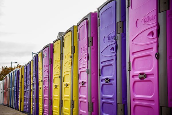 Temporary restroom rental units at an outdoor site in Decatur Ga